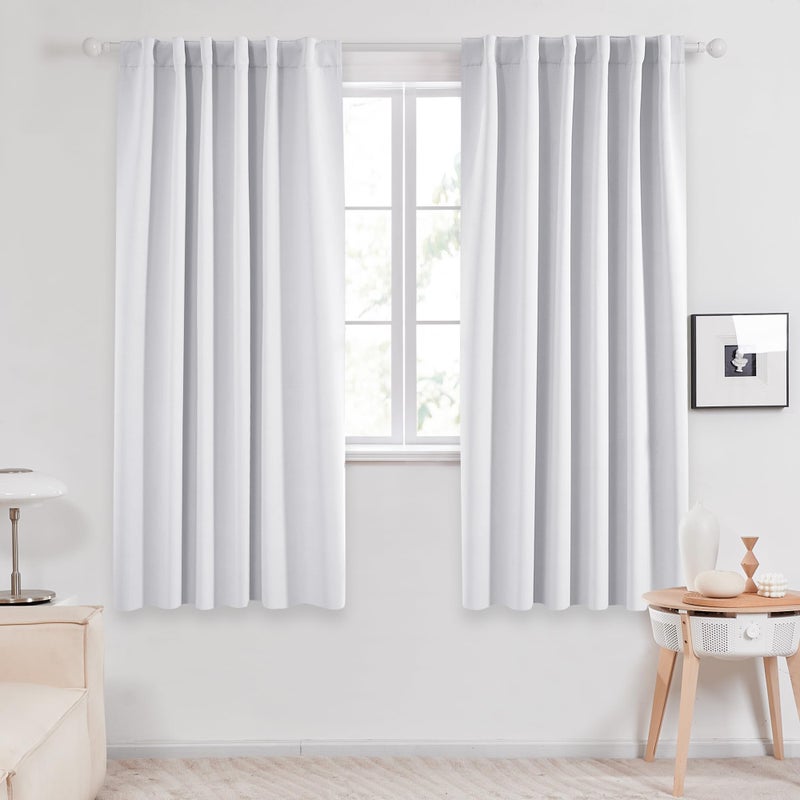 Deconovo Room Darkening Curtains for Living Room, Star White Light Filtering Thermal Drapes 63 Inches Long, Back Tab and Rod Pocket Window Curtains, 52W x 63L Inch, 2 Panels - Image 1